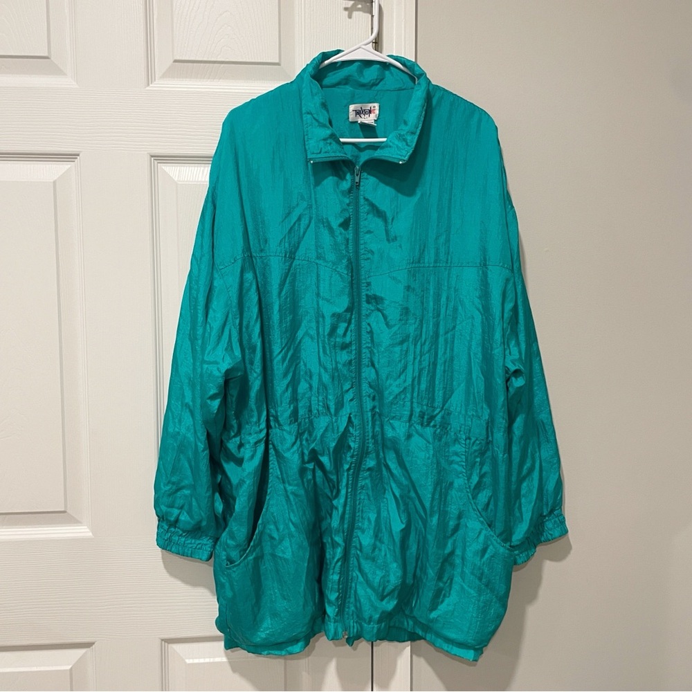Vintage Traxton Teal Windbreaker Jacket 80s 90s Size Large